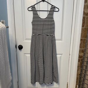Who What Wear Black and White Striped Midi Dress